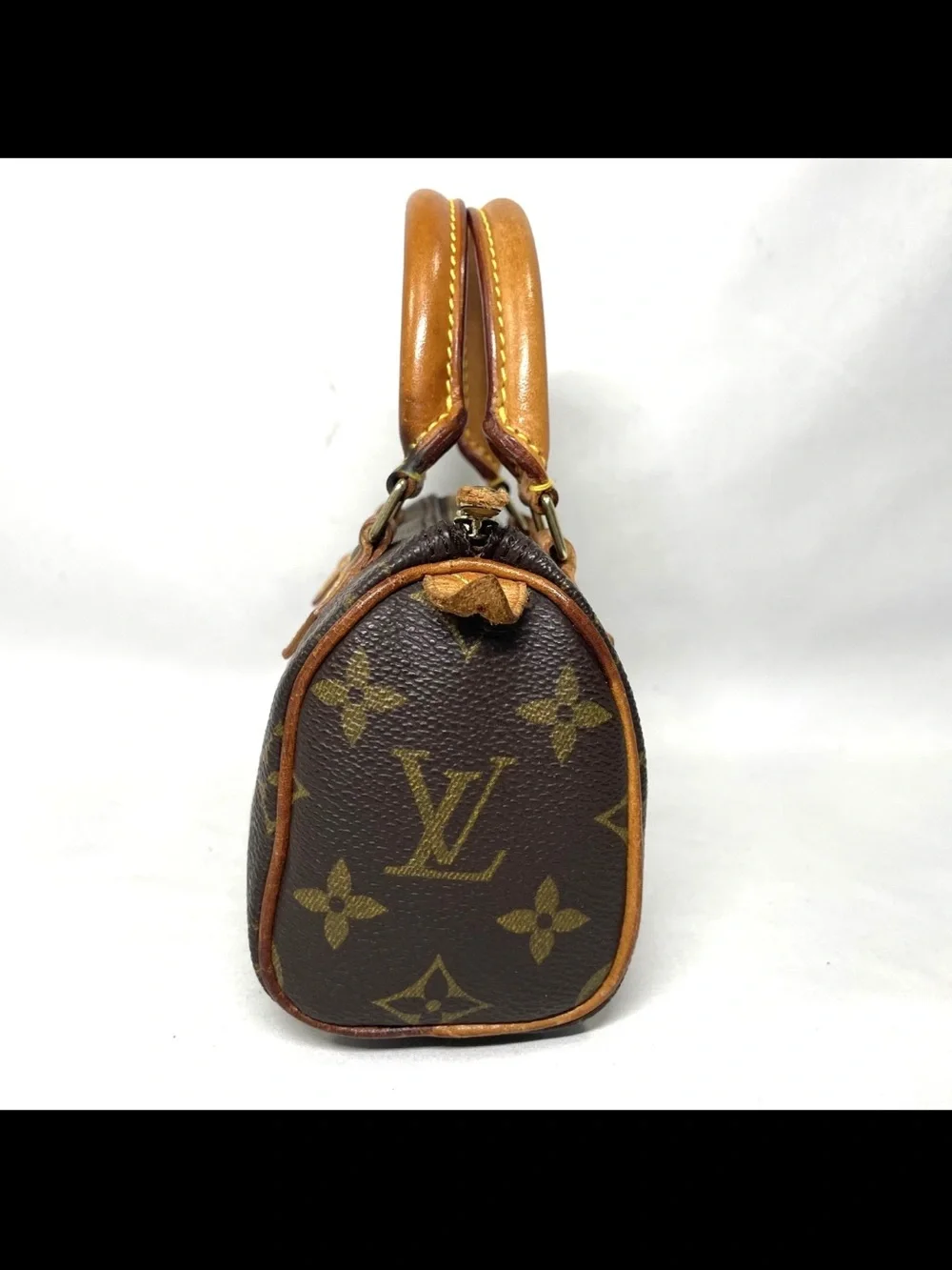 Louis Vuitton Brown Monogram Mini Speedy with Tan Trim